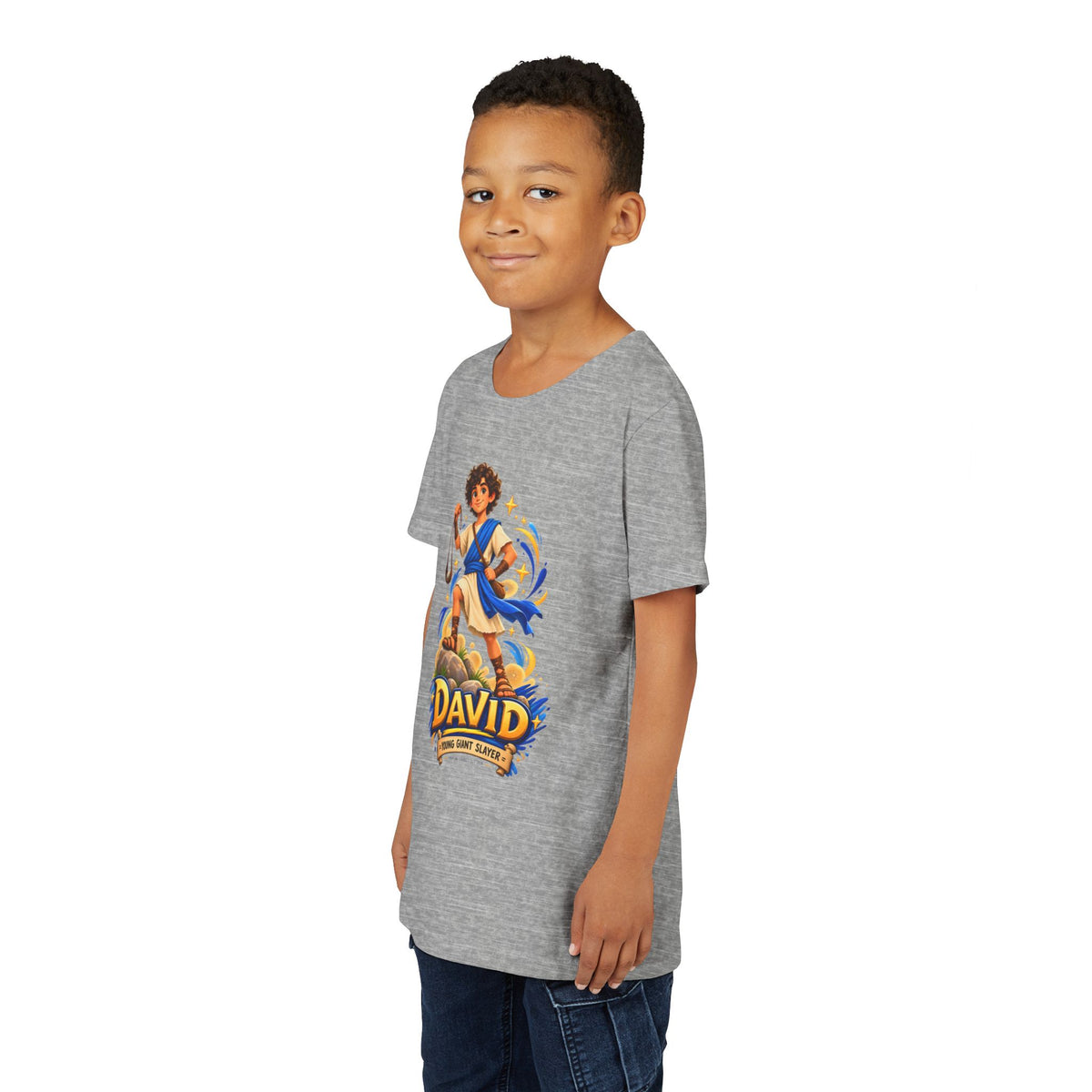 Youth Tee — “David” Biblical Kids Shirt (Courageous Little Hero)