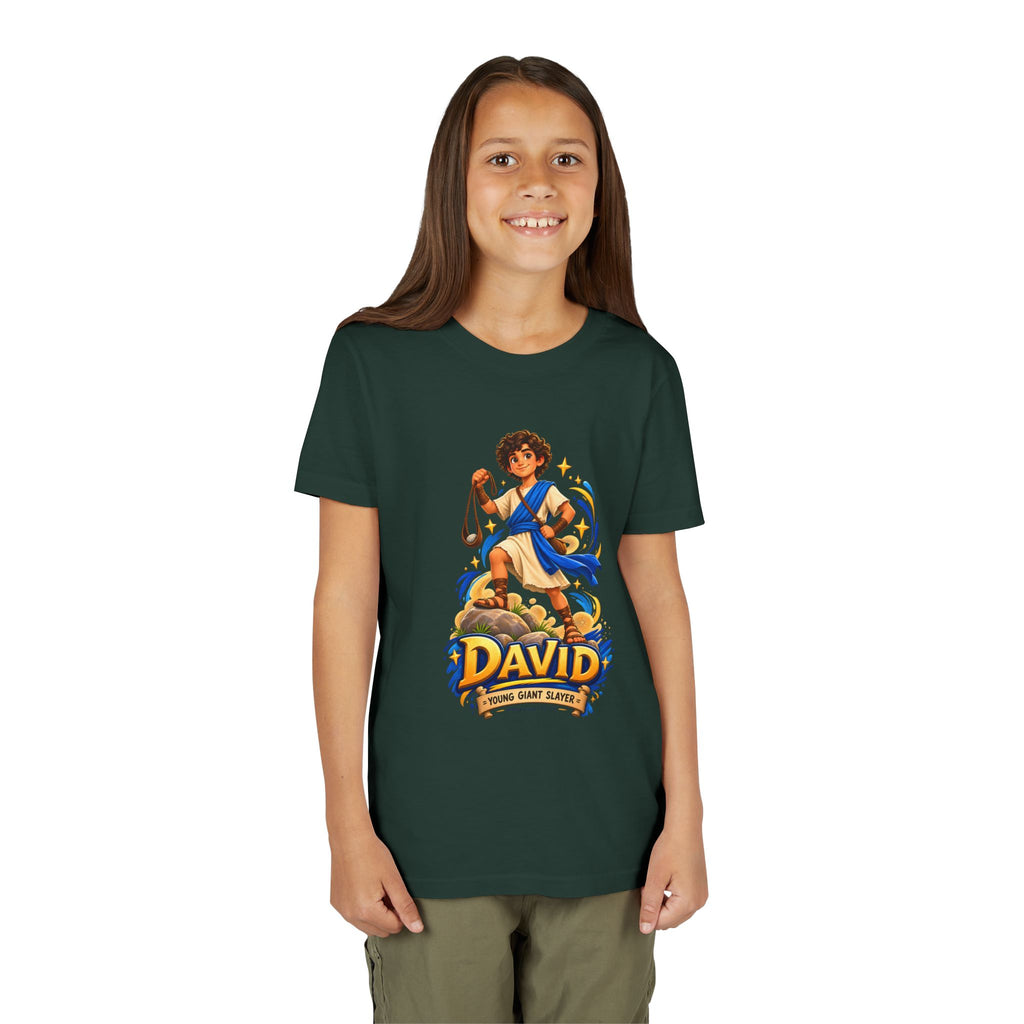 Youth Tee — “David” Biblical Kids Shirt (Courageous Little Hero)