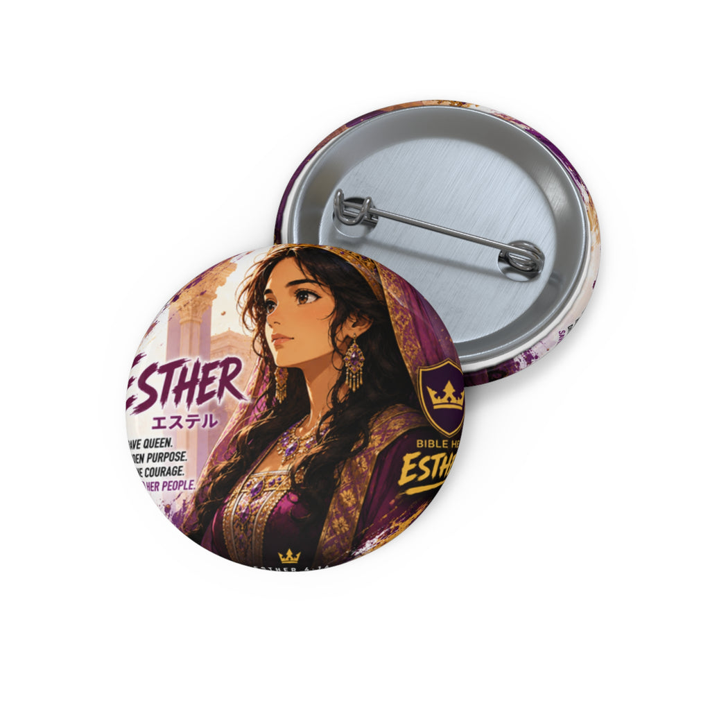 Esther Illustration Pin Button — Bible Story Faith Lapel Pin