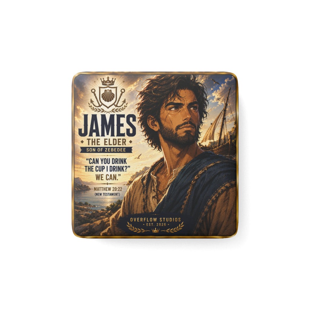 Porcelain Square Magnet — "James the Elder" Biblical Art Magnet (Matthew 20:22)