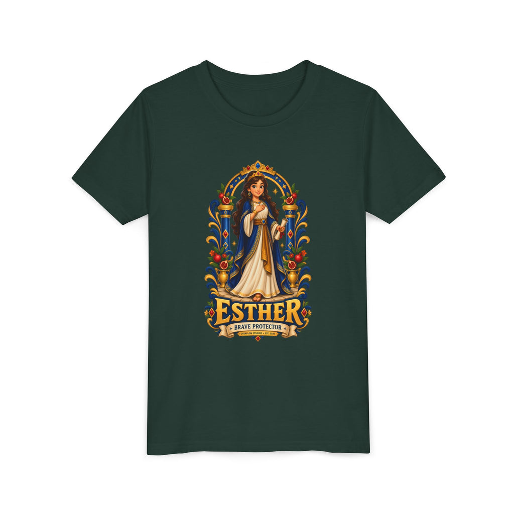 Youth Tee — "Esther" Illustrated Biblical Princess Graphic Shirt