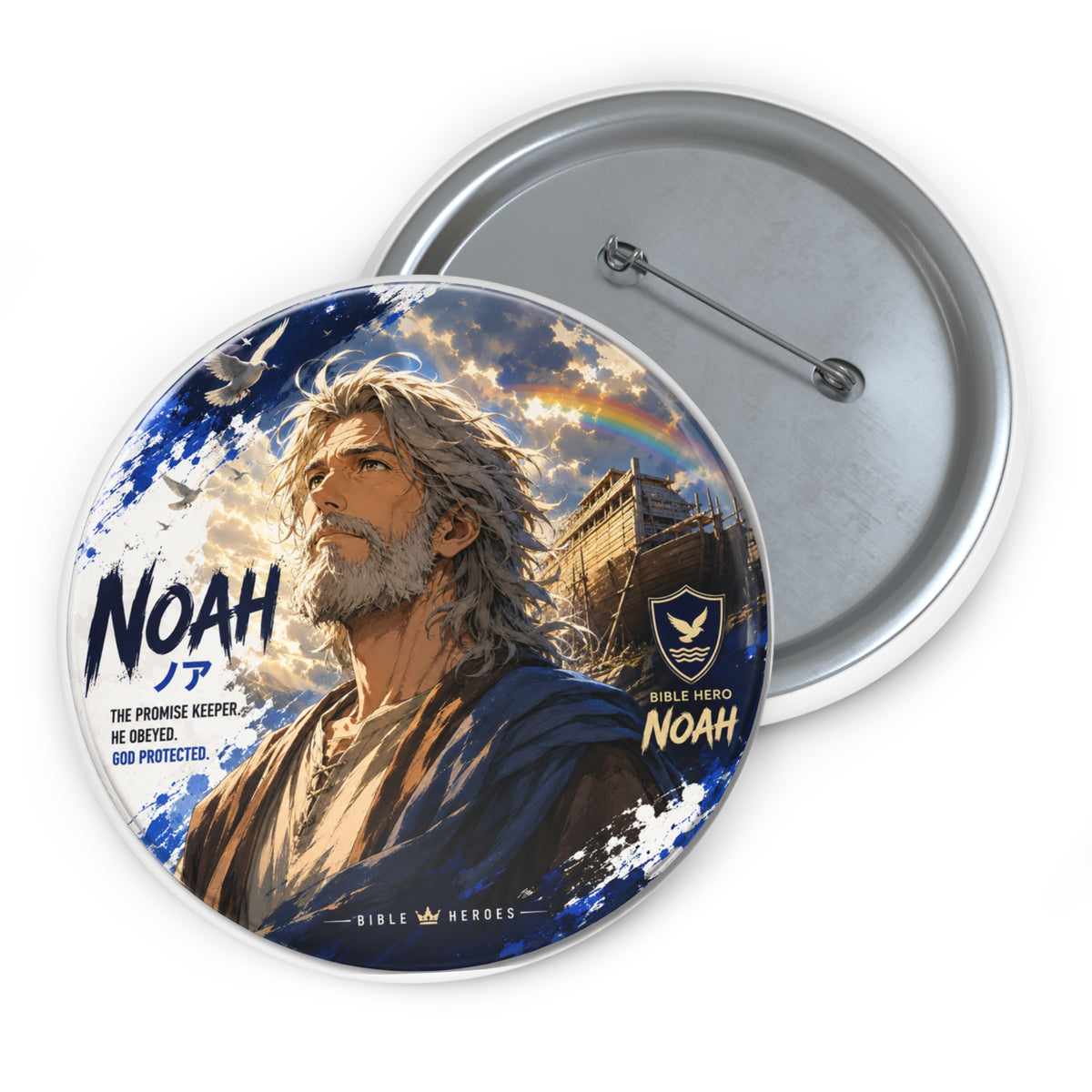Noah Character Pin Button — Bible-Inspired Religious Badge