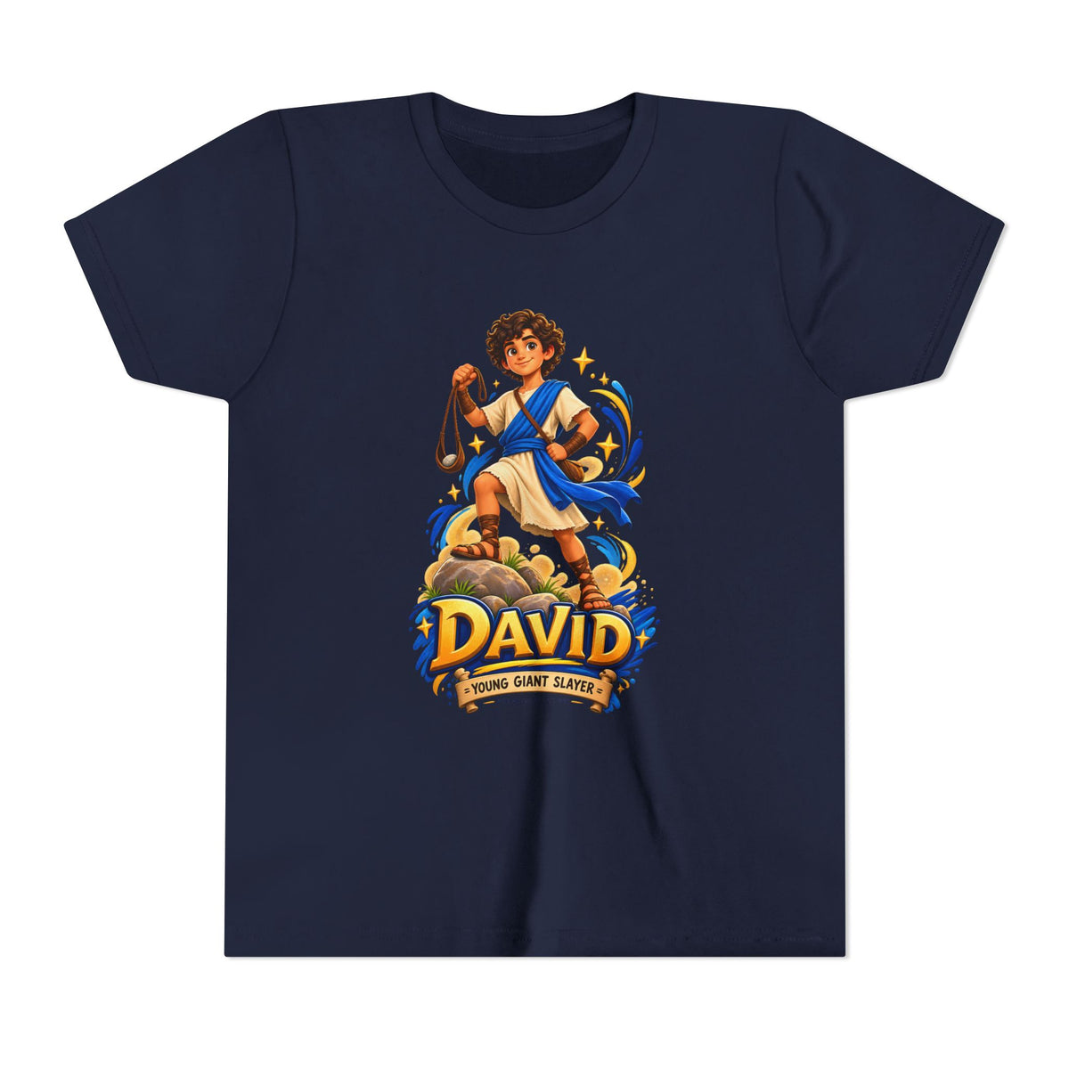 Youth Tee — “David” Biblical Kids Shirt (Courageous Little Hero)