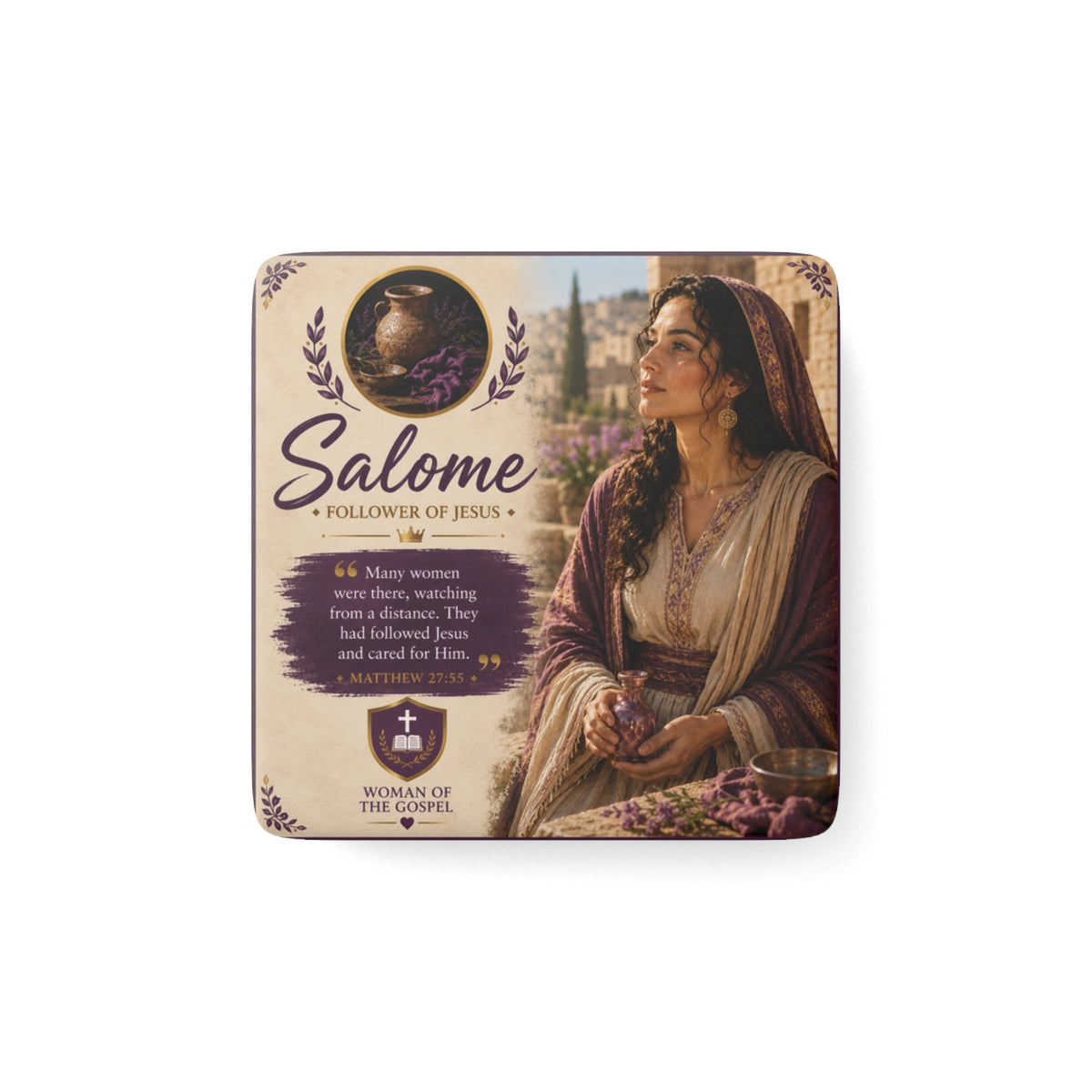Salome Porcelain Square Magnet — Biblical Woman of the Gospel Decorative Fridge Magnet