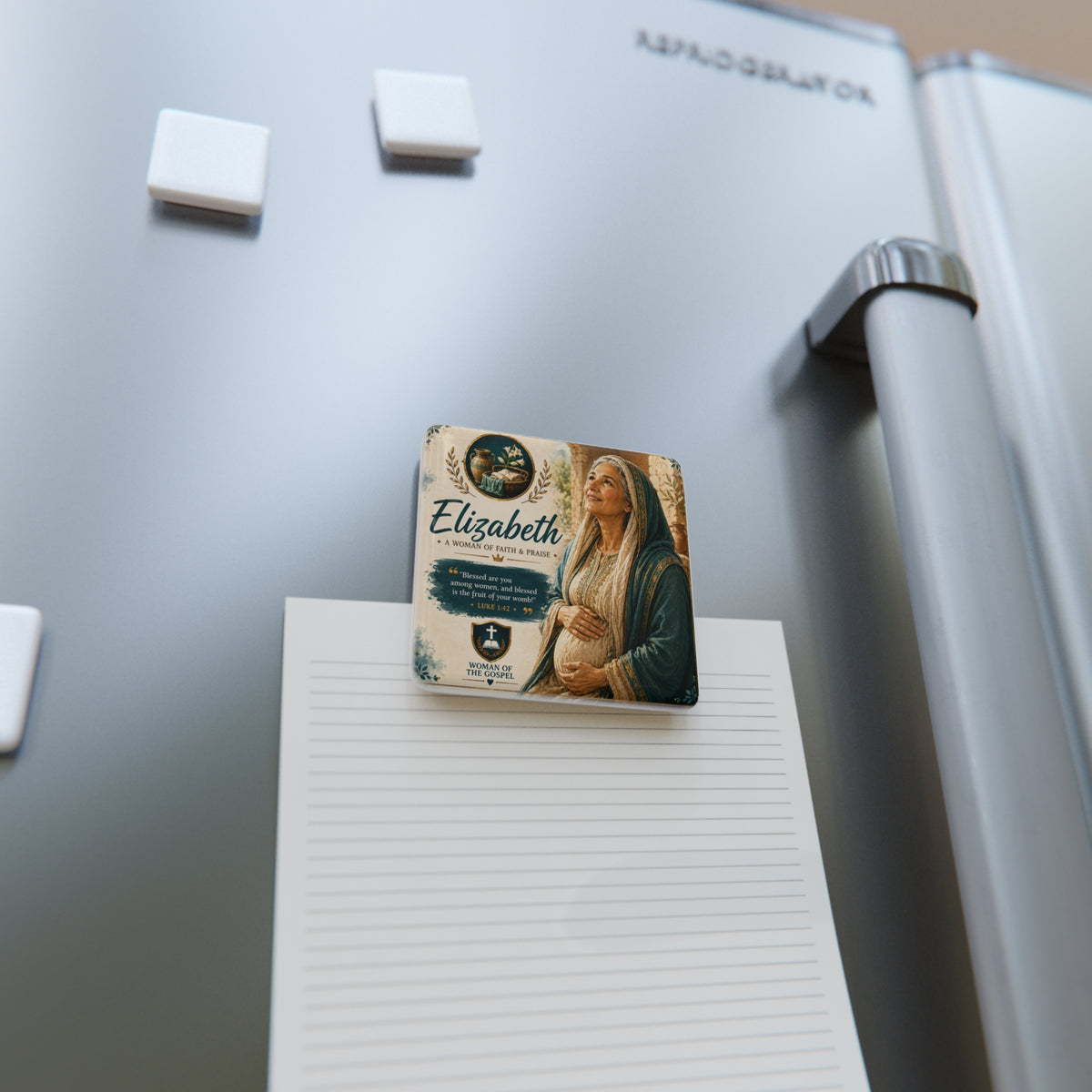 Elizabeth Porcelain Square Magnet — Woman of Faith Inspirational Religious Gift