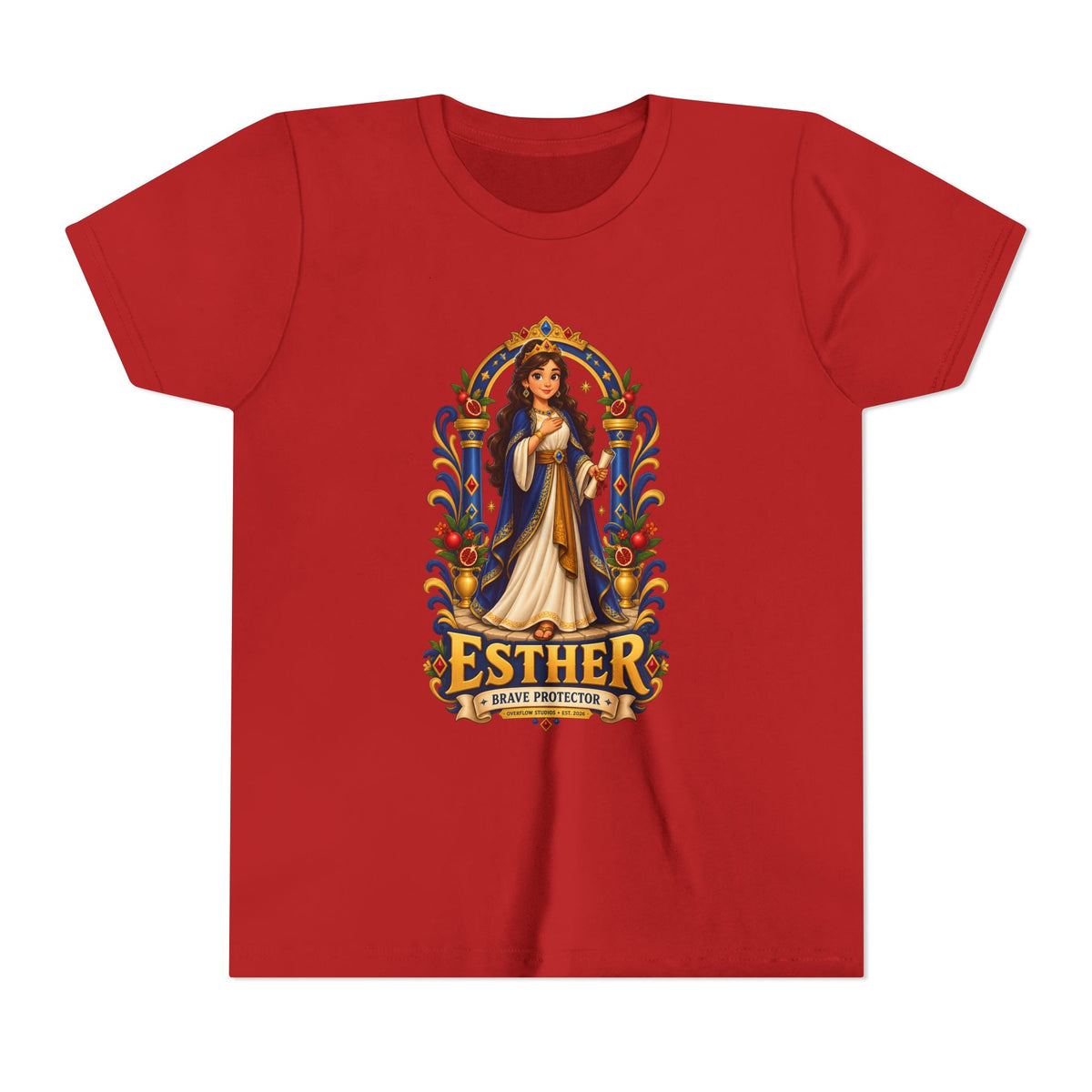 Youth Tee — "Esther" Illustrated Biblical Princess Graphic Shirt