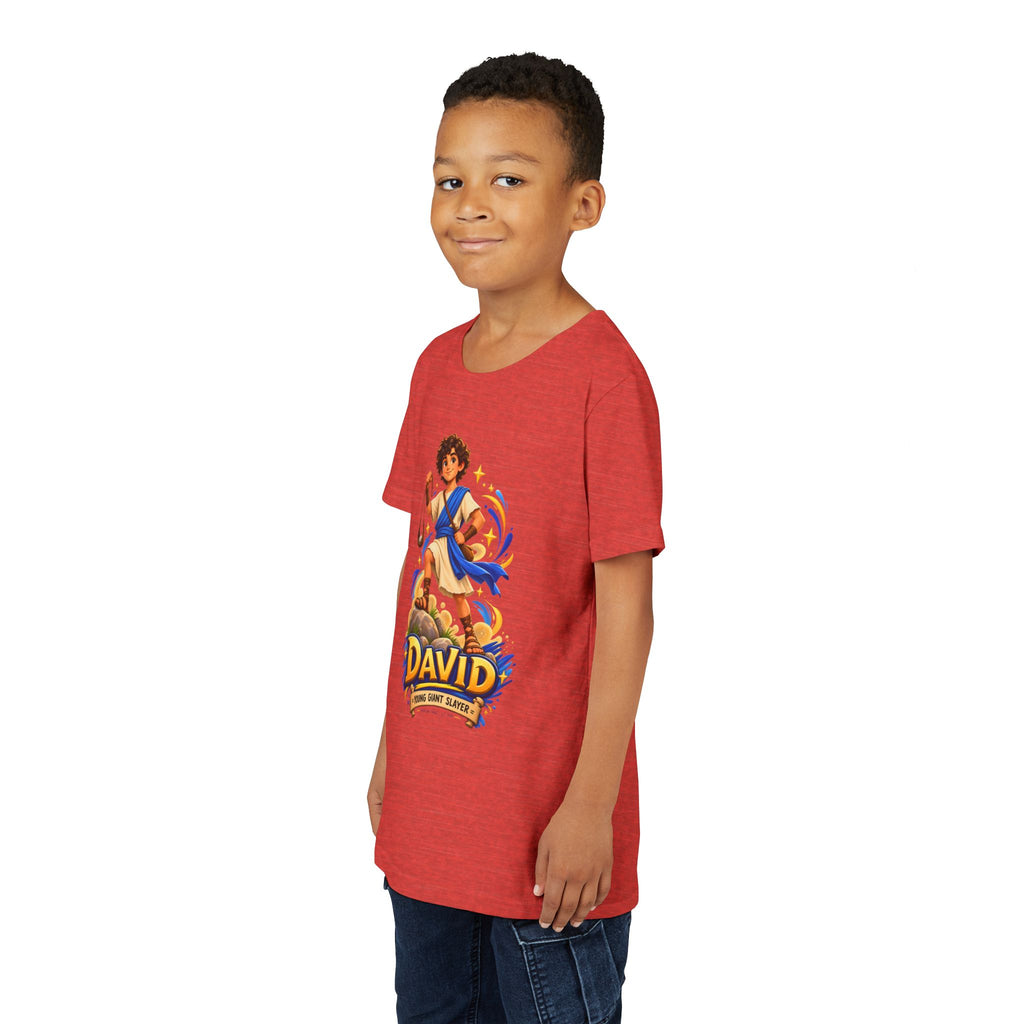 Youth Tee — “David” Biblical Kids Shirt (Courageous Little Hero)