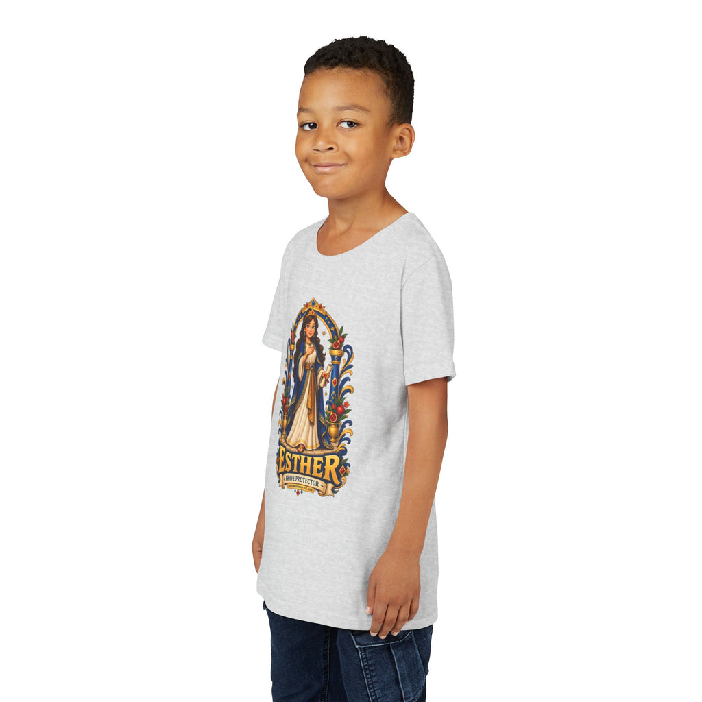 Youth Tee — "Esther" Illustrated Biblical Princess Graphic Shirt