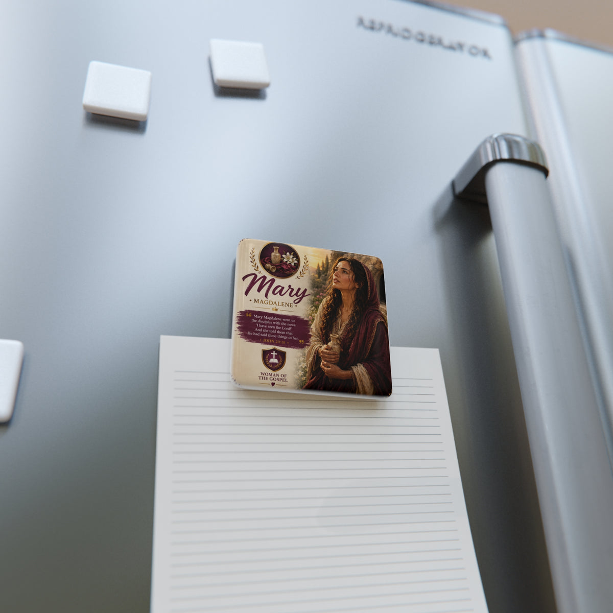 Mary Magdalene Porcelain Magnet — Religious Inspirational Square Magnet