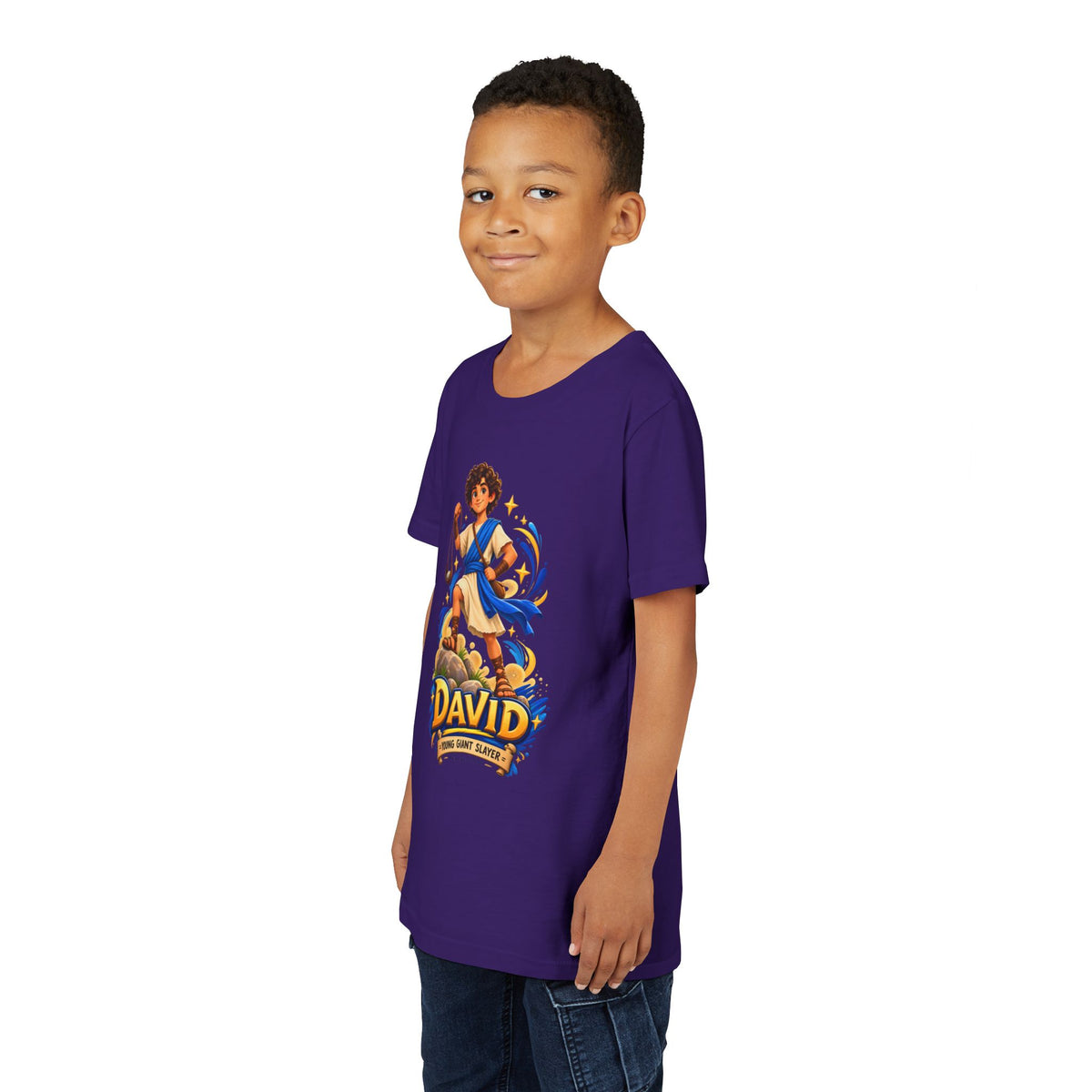Youth Tee — “David” Biblical Kids Shirt (Courageous Little Hero)