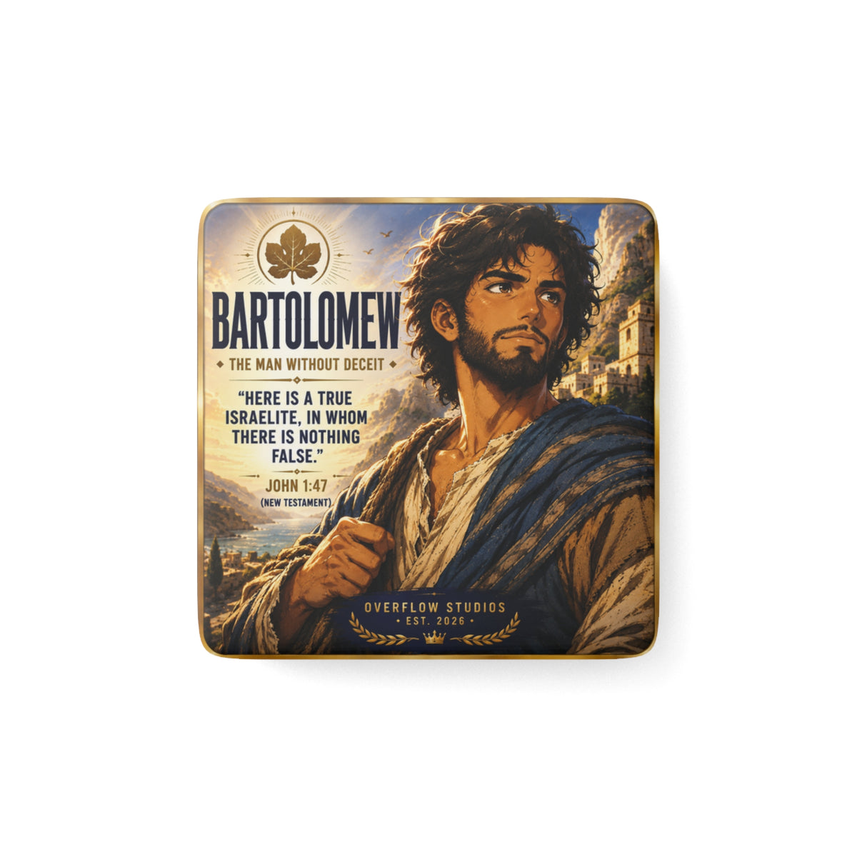 Bartholomew Porcelain Magnet — Biblical John 1:47 Artwork Square Magnet