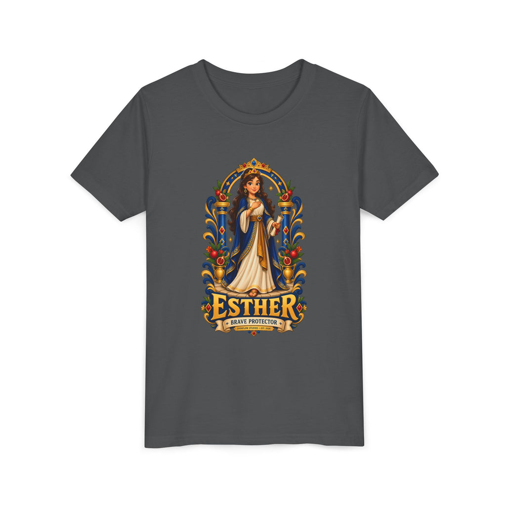 Youth Tee — "Esther" Illustrated Biblical Princess Graphic Shirt