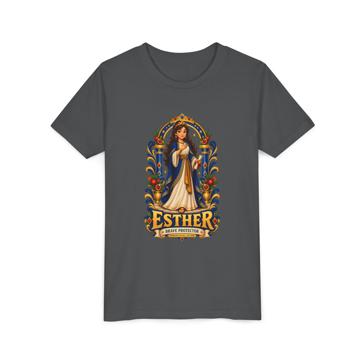 Youth Tee — "Esther" Illustrated Biblical Princess Graphic Shirt