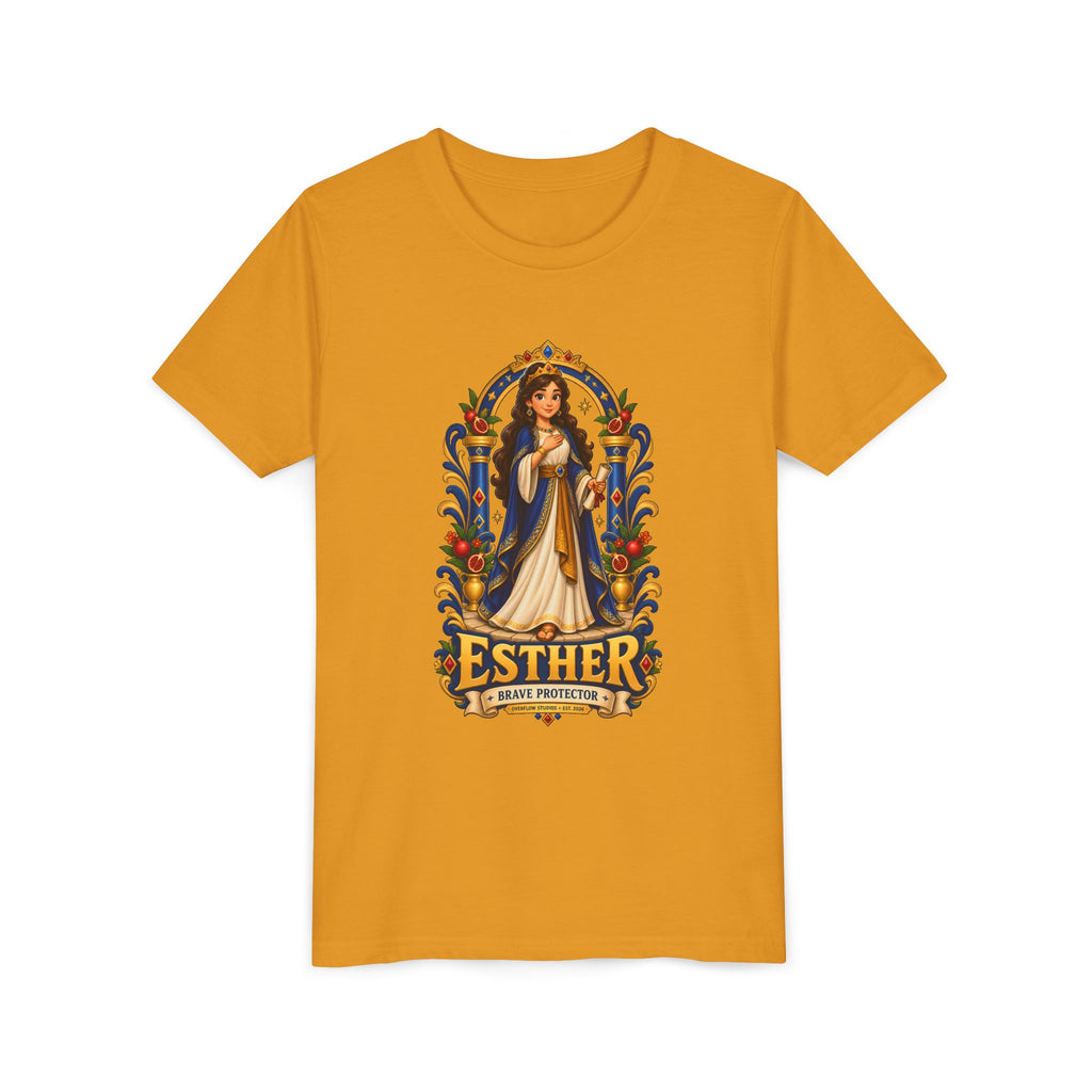 Youth Tee — "Esther" Illustrated Biblical Princess Graphic Shirt