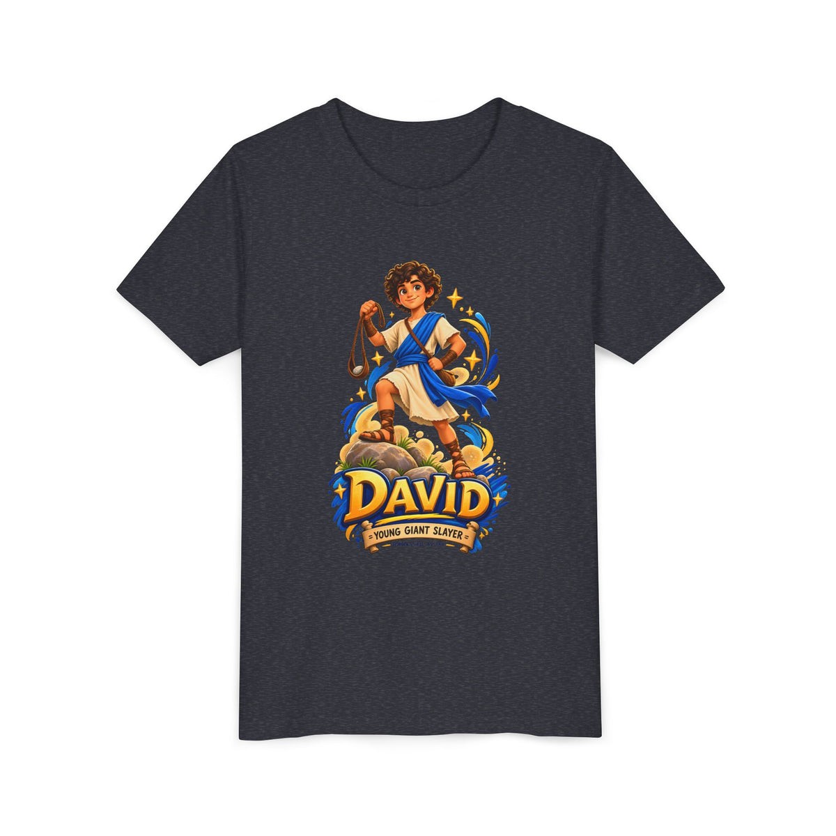 Youth Tee — “David” Biblical Kids Shirt (Courageous Little Hero)