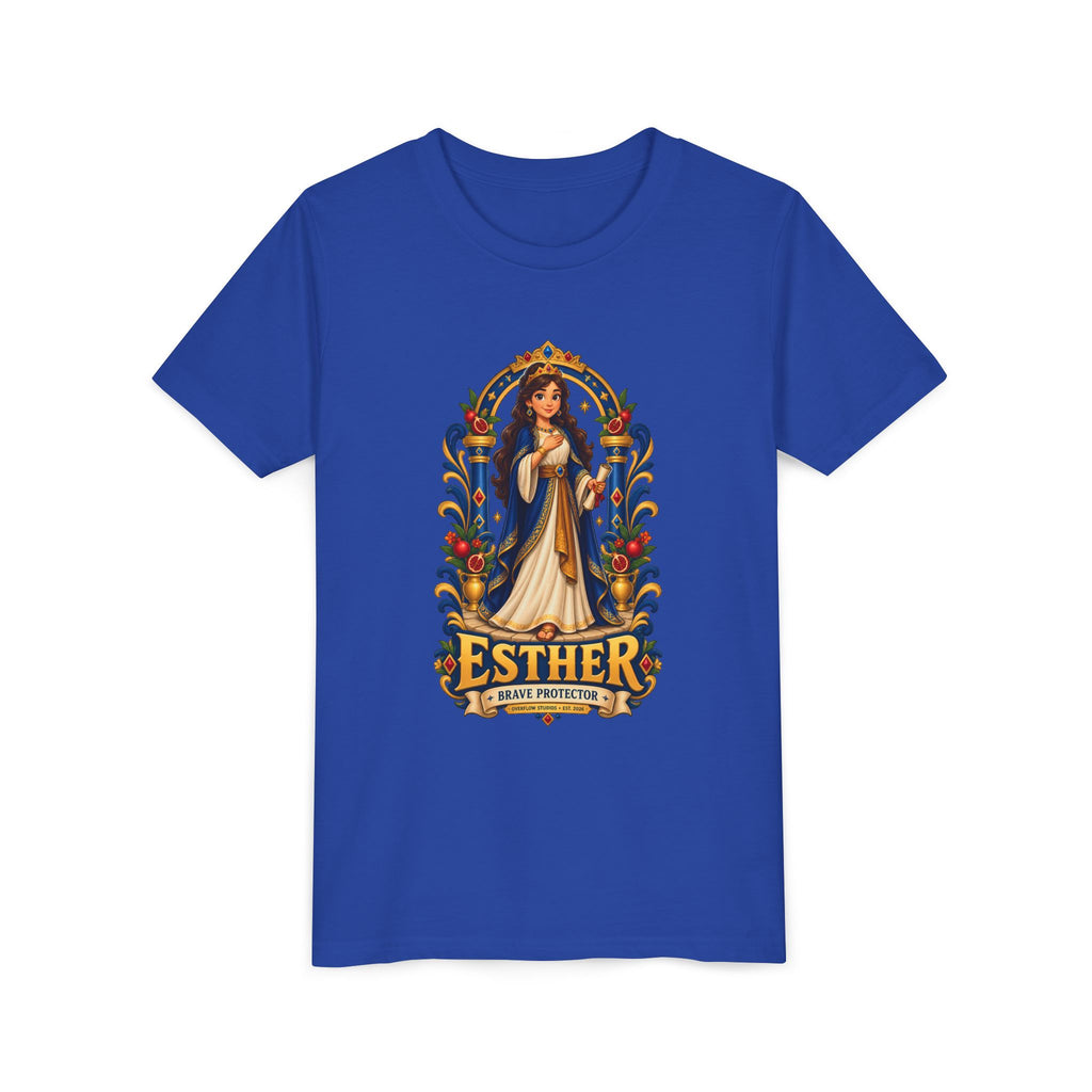 Youth Tee — "Esther" Illustrated Biblical Princess Graphic Shirt