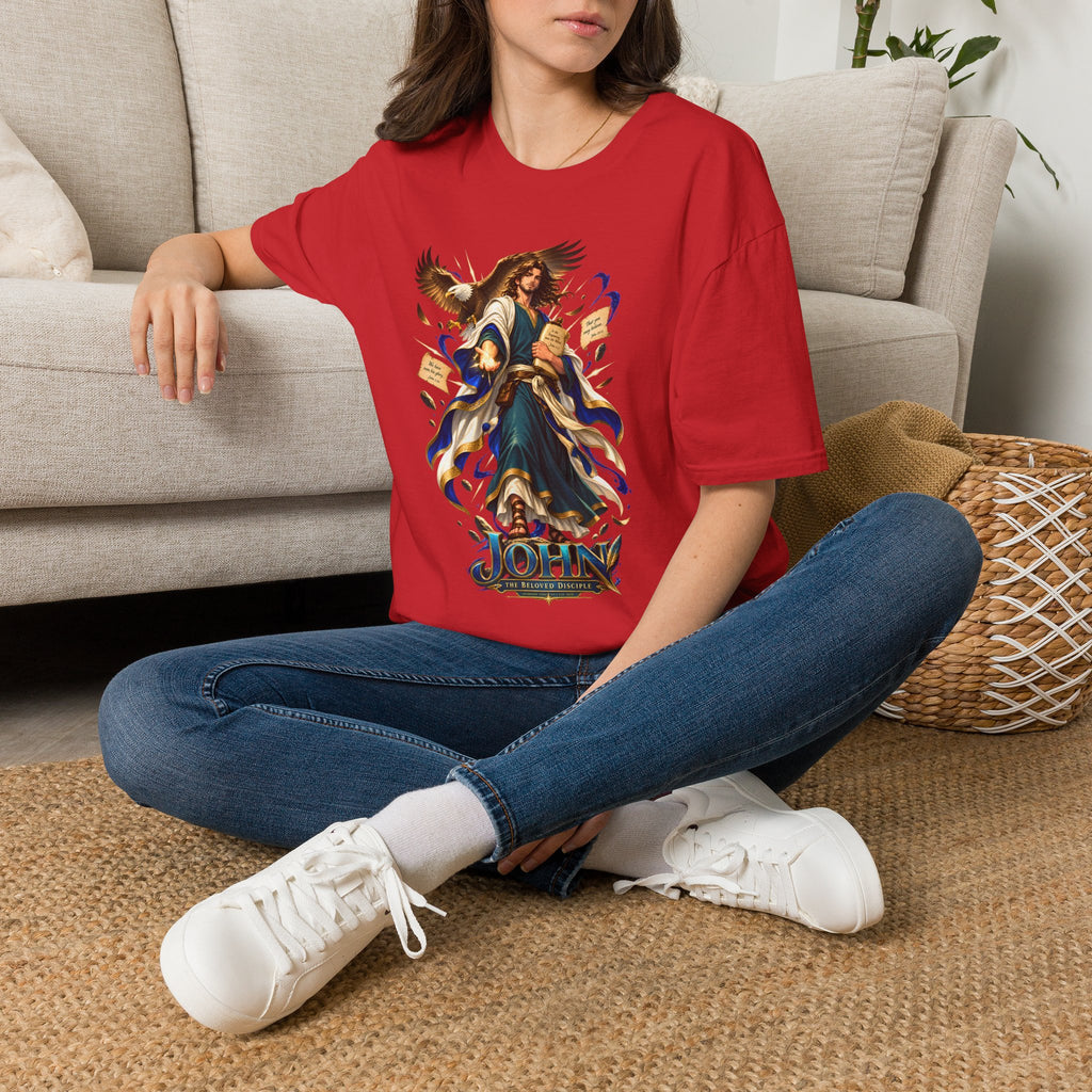 John T-Shirt — Inspirational Archangel Design with Eagle & Scrolls