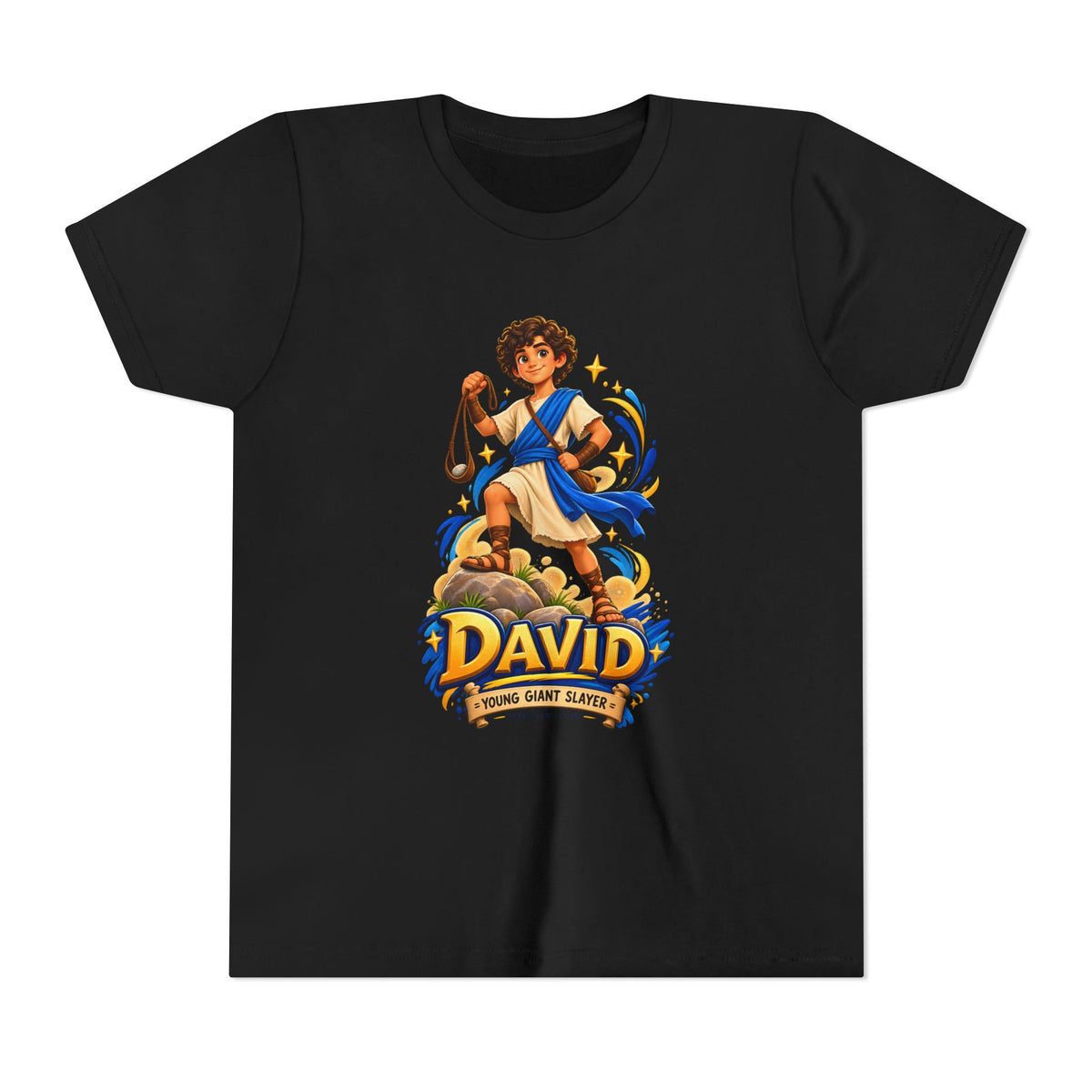 Youth Tee — “David” Biblical Kids Shirt (Courageous Little Hero)