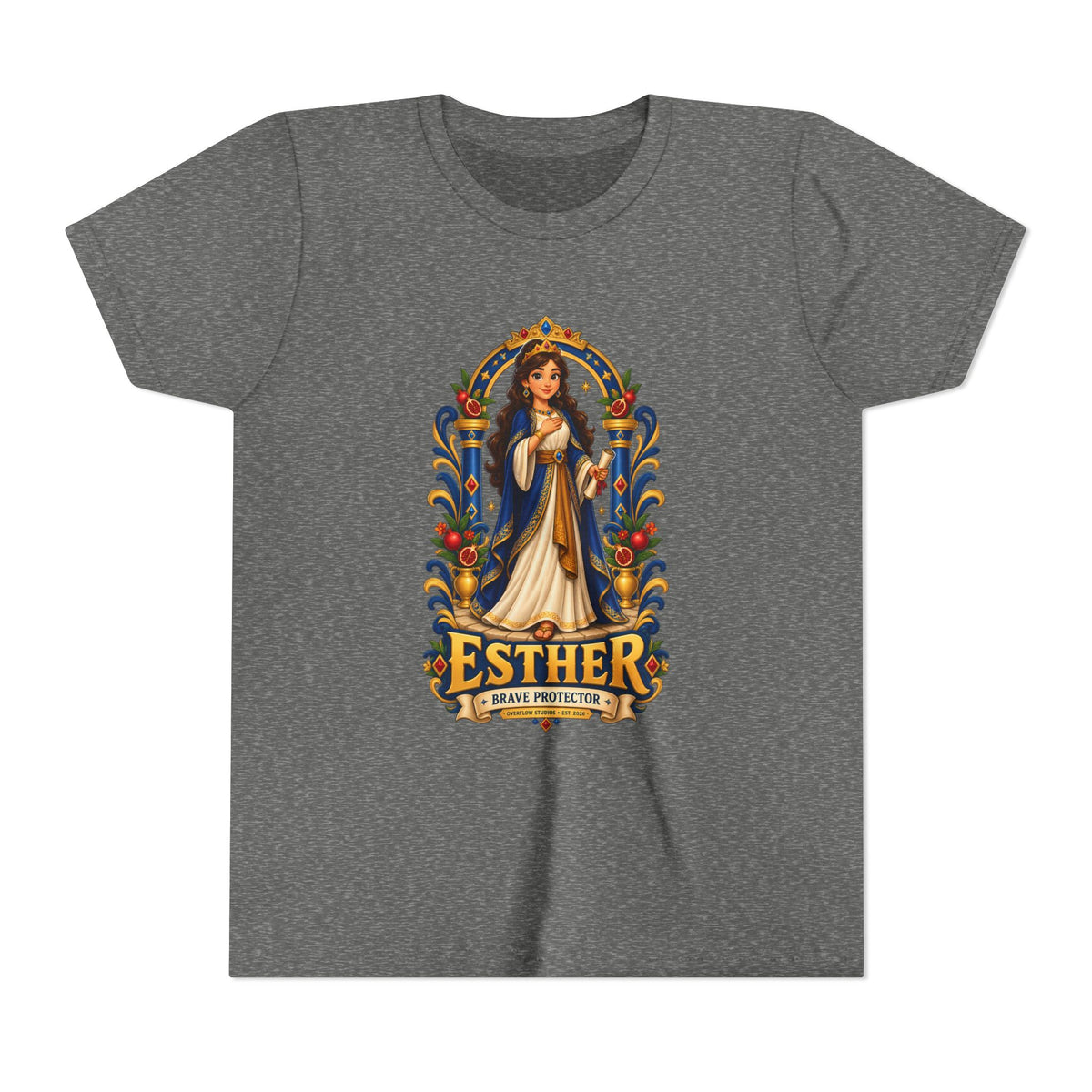 Youth Tee — "Esther" Illustrated Biblical Princess Graphic Shirt