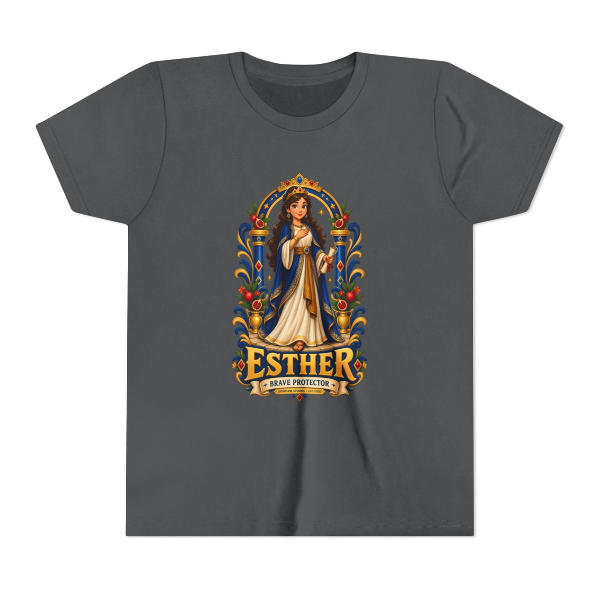 Youth Tee — "Esther" Illustrated Biblical Princess Graphic Shirt