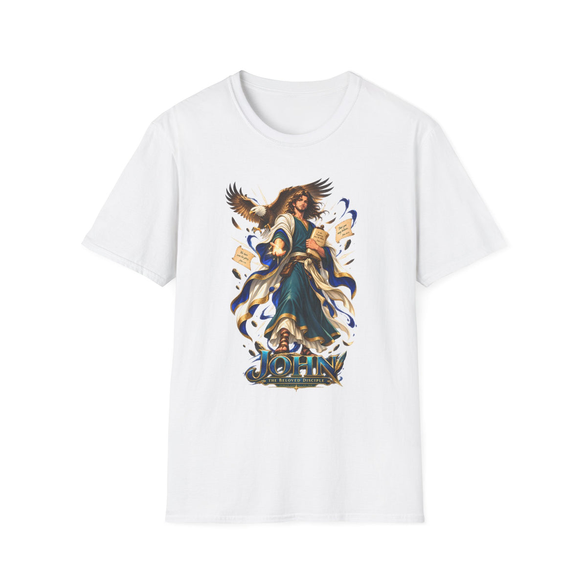 John T-Shirt — Inspirational Archangel Design with Eagle & Scrolls