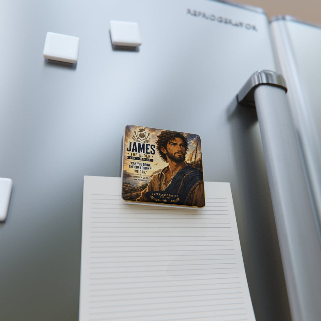 Porcelain Square Magnet — "James the Elder" Biblical Art Magnet (Matthew 20:22)