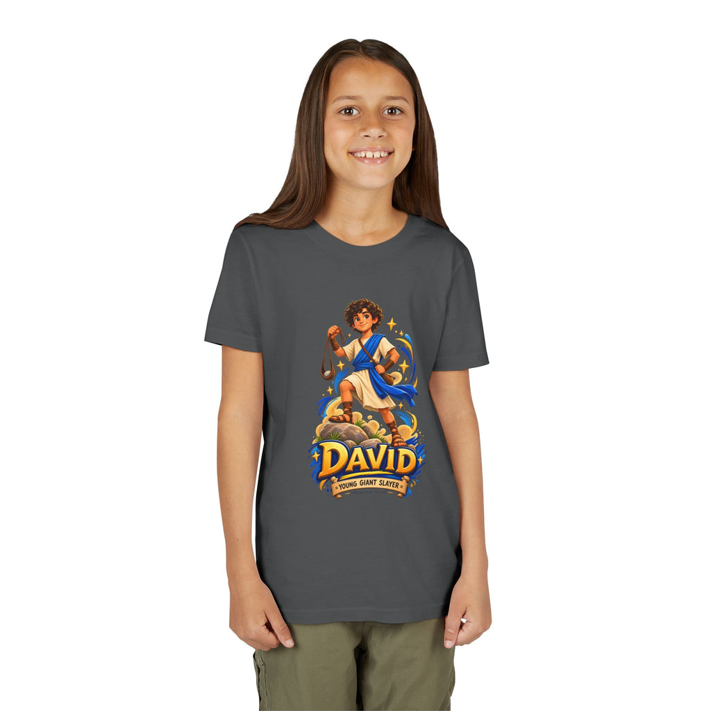 Youth Tee — “David” Biblical Kids Shirt (Courageous Little Hero)