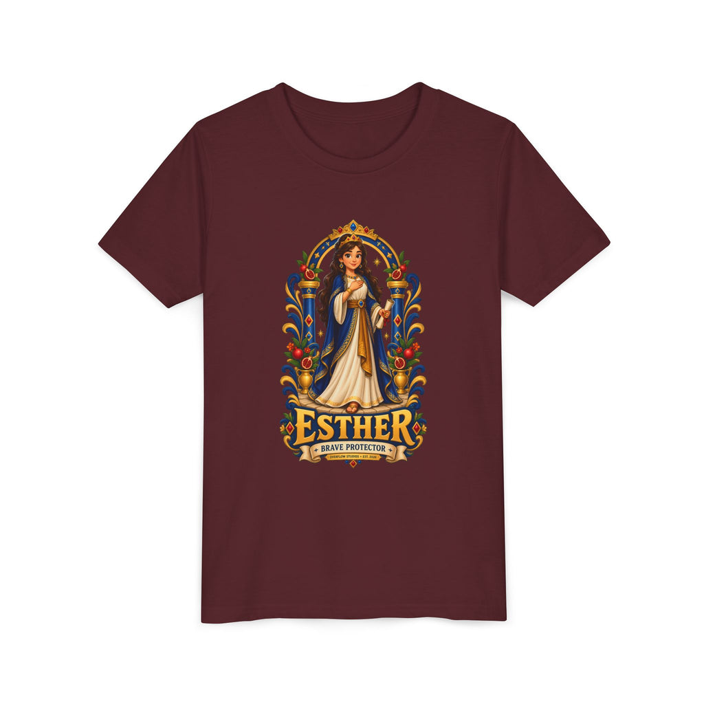 Youth Tee — "Esther" Illustrated Biblical Princess Graphic Shirt