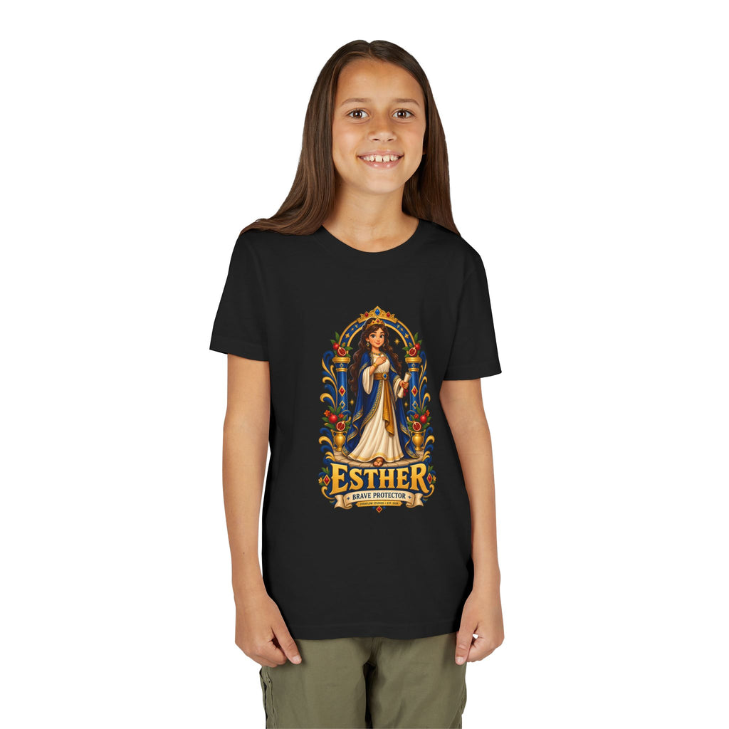 Youth Tee — "Esther" Illustrated Biblical Princess Graphic Shirt