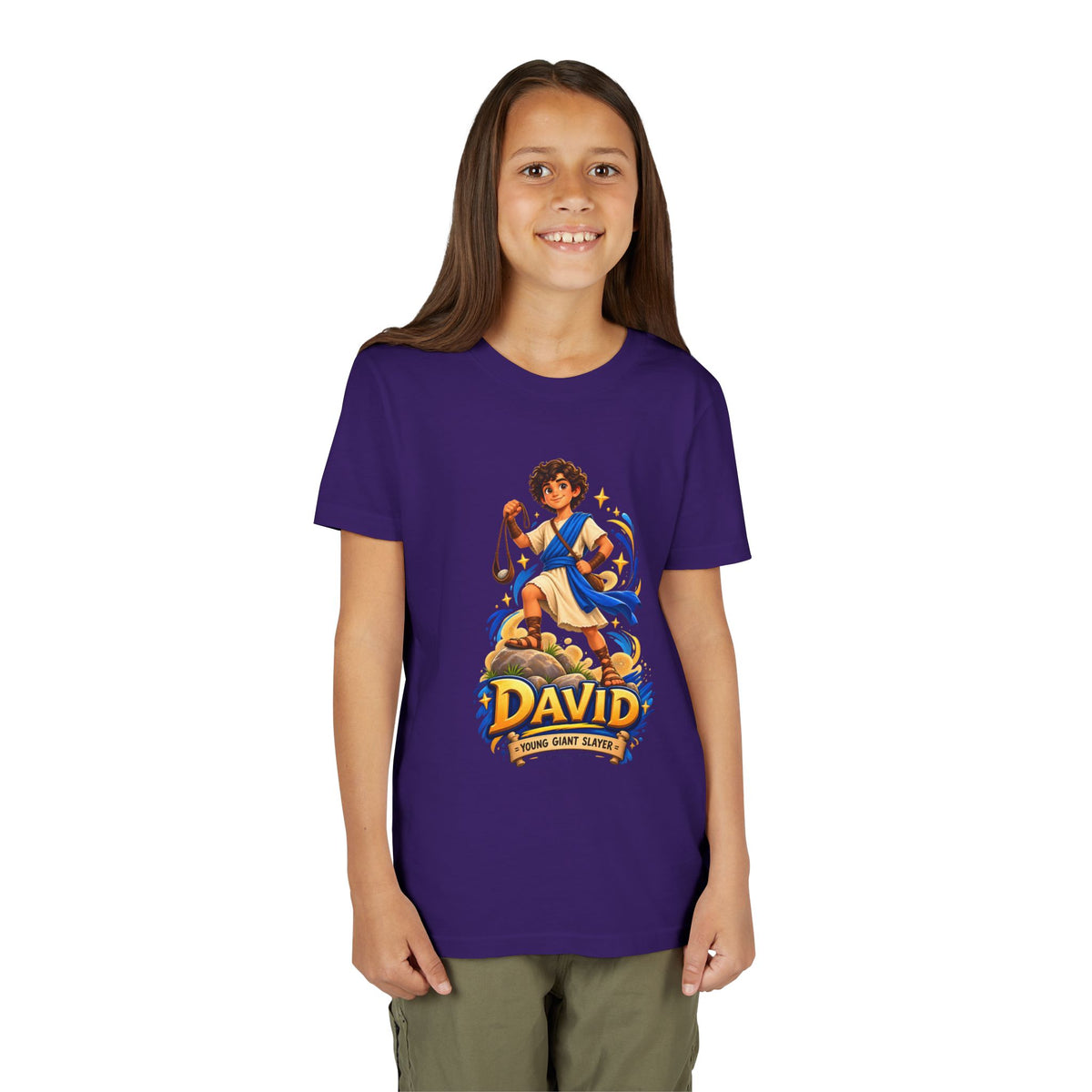 Youth Tee — “David” Biblical Kids Shirt (Courageous Little Hero)