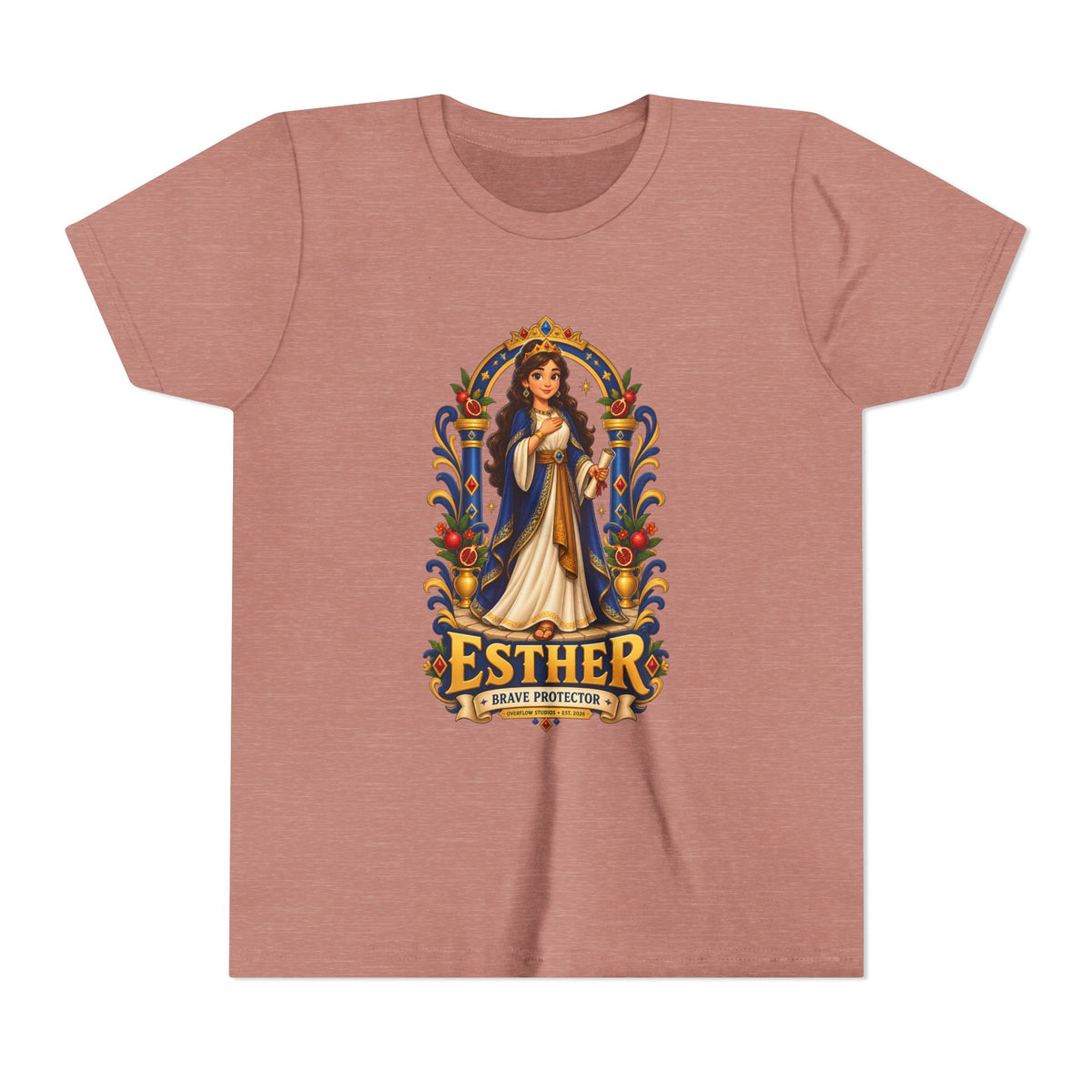 Youth Tee — "Esther" Illustrated Biblical Princess Graphic Shirt