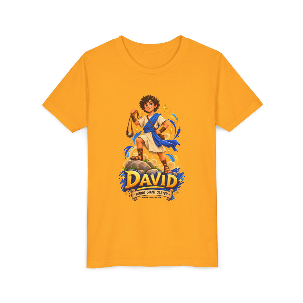 Youth Tee — “David” Biblical Kids Shirt (Courageous Little Hero)
