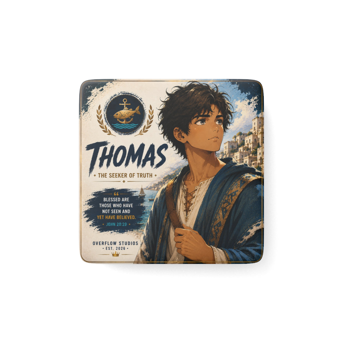 Porcelain Magnet — 'Thomas the Seeker of Truth' Illustrated Character Magnet