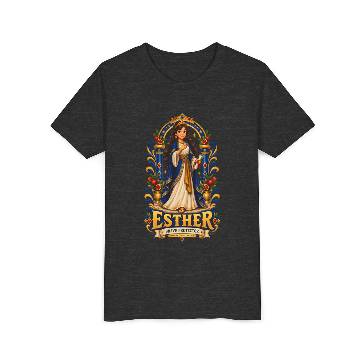 Youth Tee — "Esther" Illustrated Biblical Princess Graphic Shirt