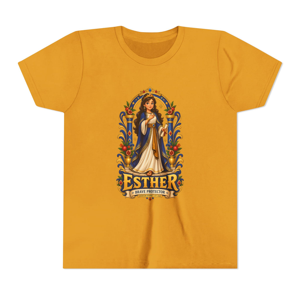 Youth Tee — "Esther" Illustrated Biblical Princess Graphic Shirt