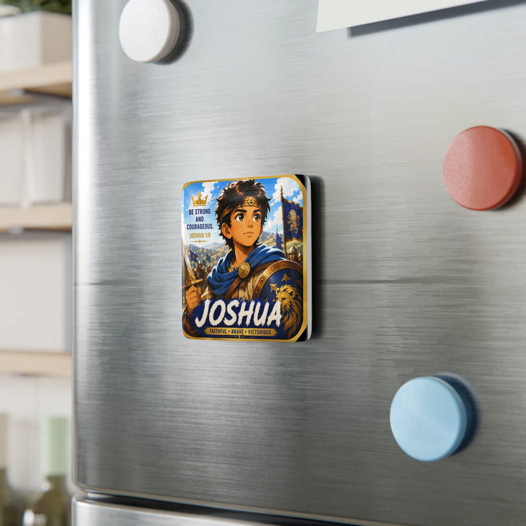 Joshua Porcelain Magnet — ‘Be Strong and Courageous’ Inspirational Bible Verse Square Magnet