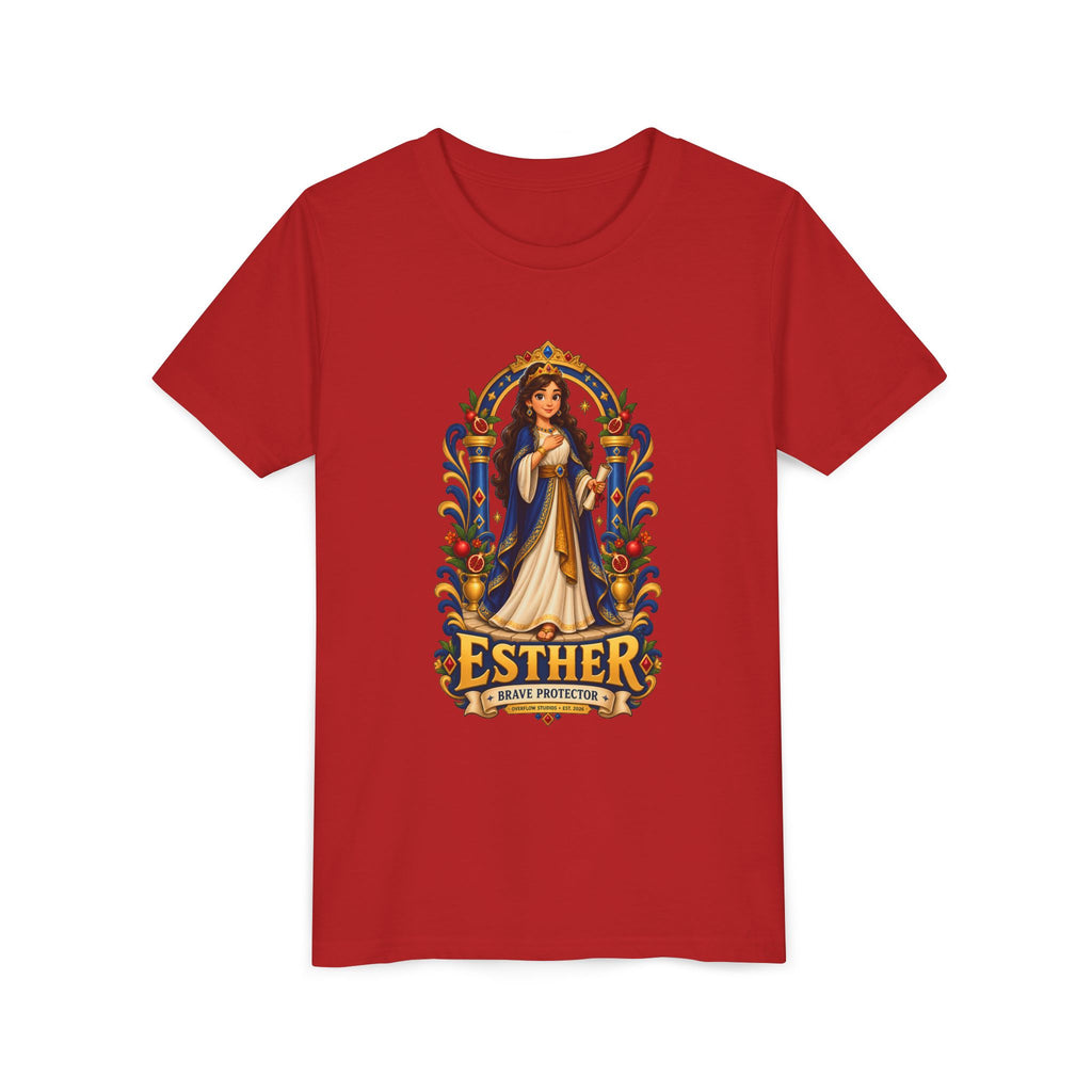 Youth Tee — "Esther" Illustrated Biblical Princess Graphic Shirt