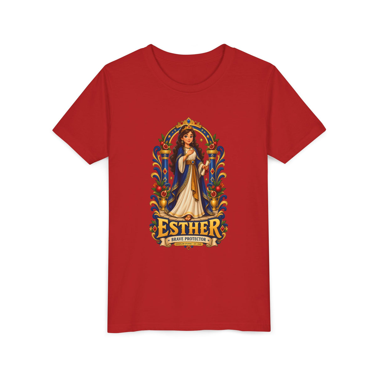 Youth Tee — "Esther" Illustrated Biblical Princess Graphic Shirt