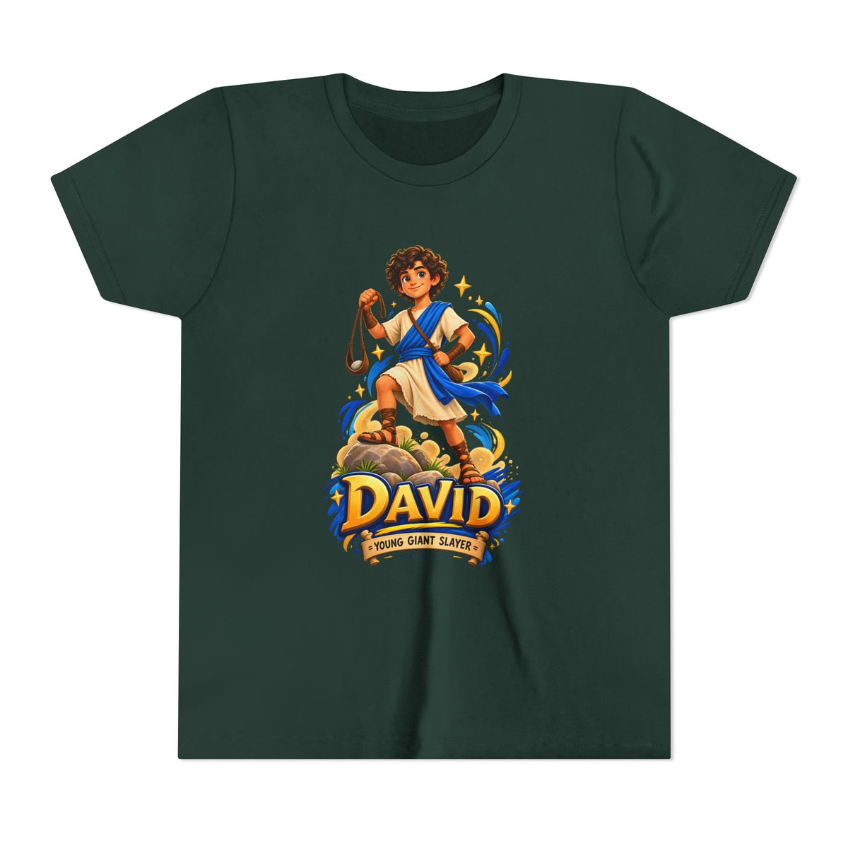 Youth Tee — “David” Biblical Kids Shirt (Courageous Little Hero)