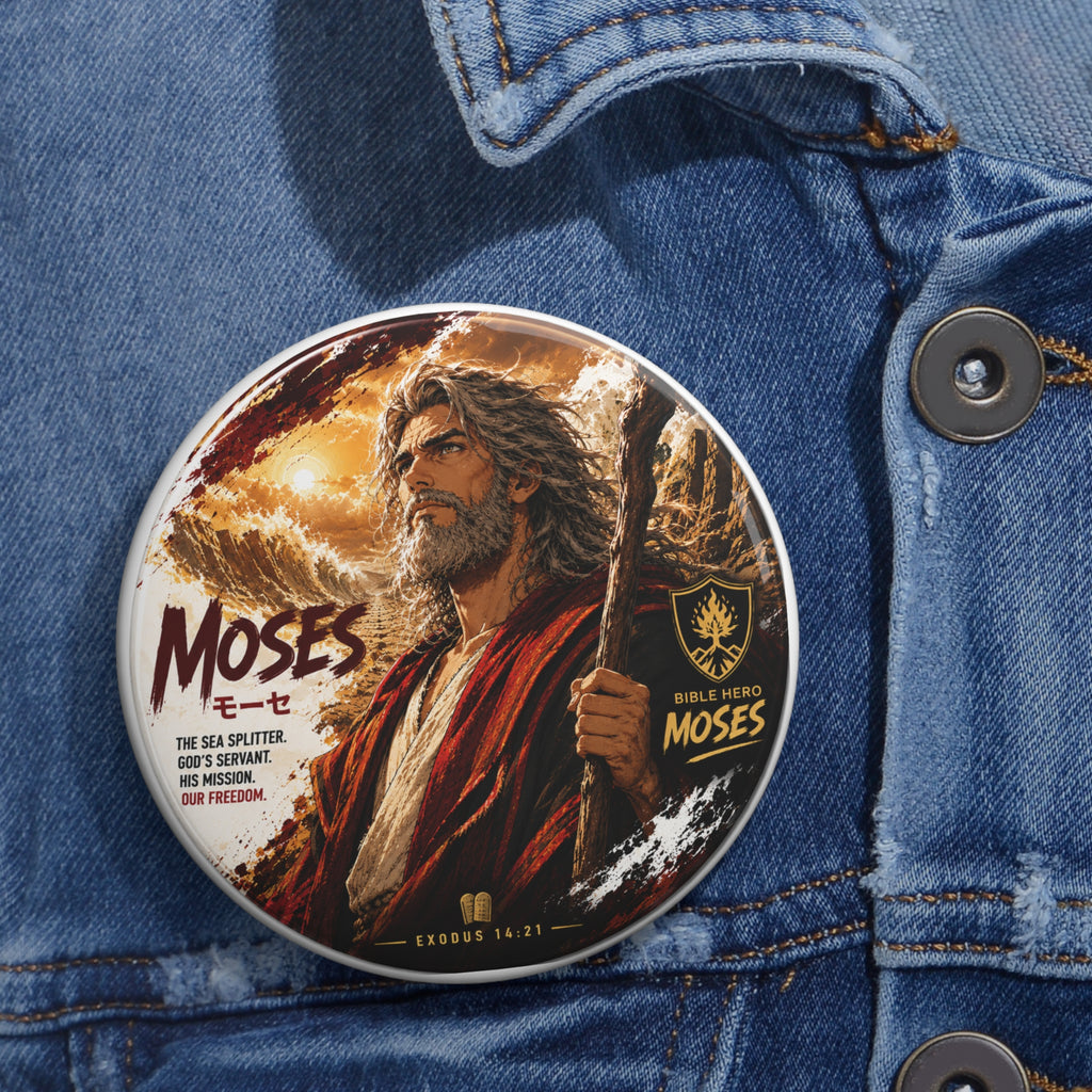 Moses Bible Movie Pin Button — Religious Faith Lapel Badge