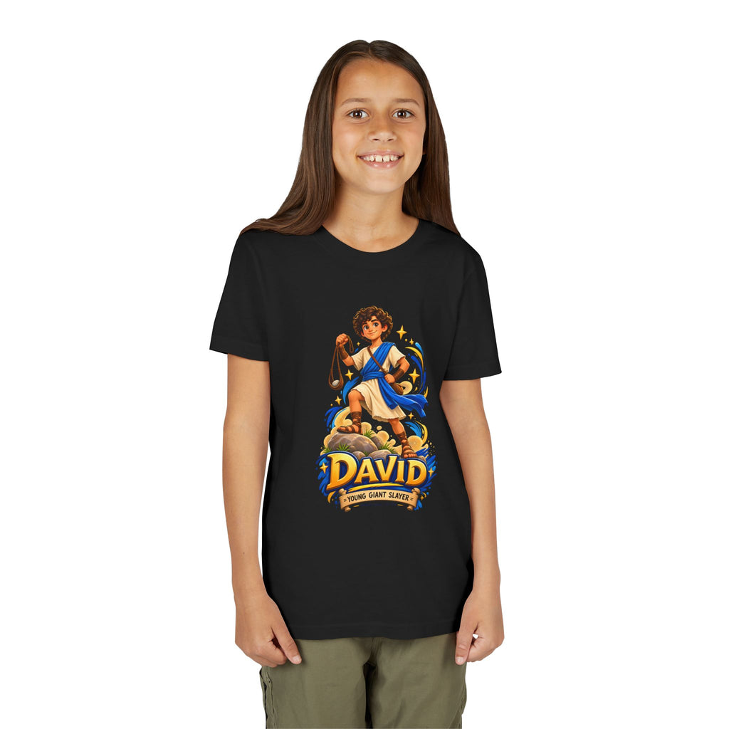Youth Tee — “David” Biblical Kids Shirt (Courageous Little Hero)