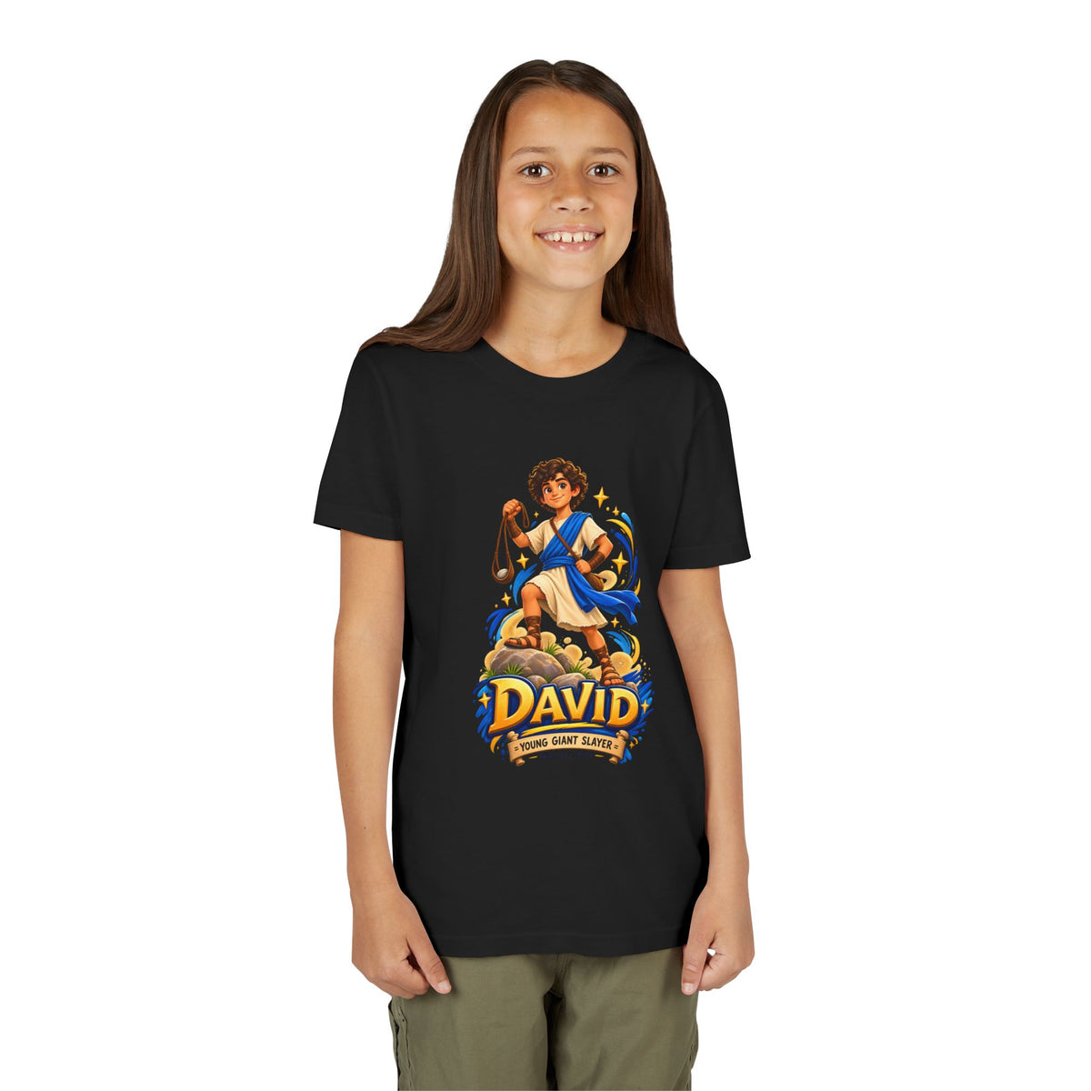 Youth Tee — “David” Biblical Kids Shirt (Courageous Little Hero)