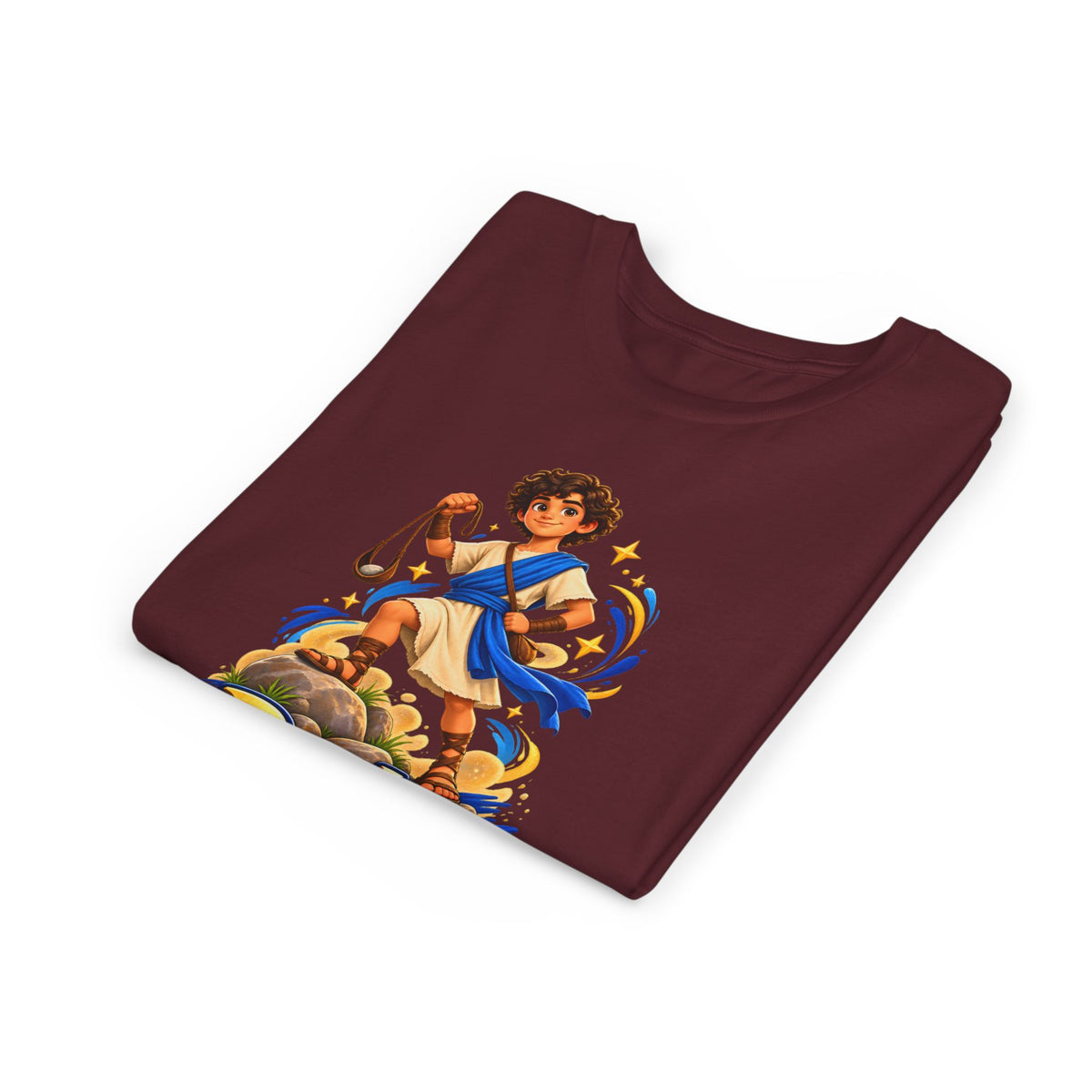 Youth Tee — “David” Biblical Kids Shirt (Courageous Little Hero)