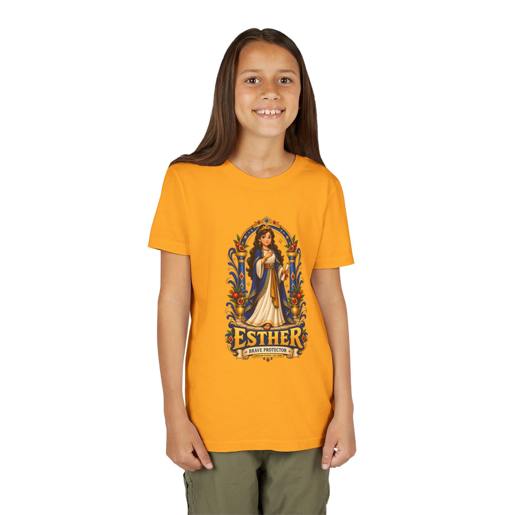Youth Tee — "Esther" Illustrated Biblical Princess Graphic Shirt