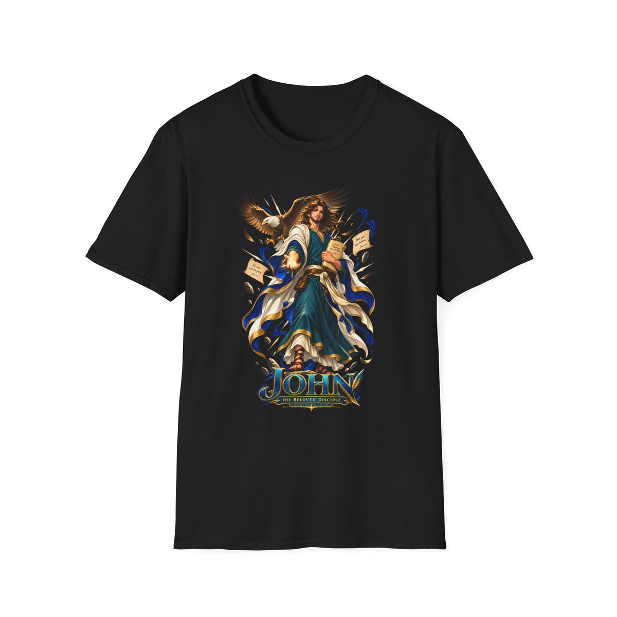 John T-Shirt — Inspirational Archangel Design with Eagle & Scrolls