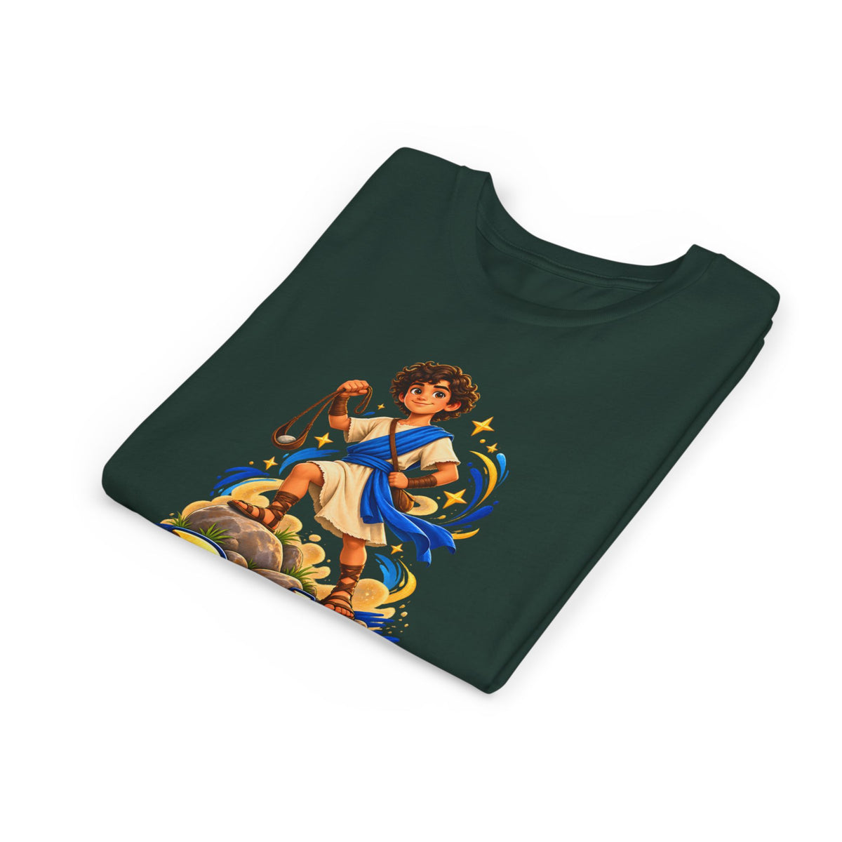 Youth Tee — “David” Biblical Kids Shirt (Courageous Little Hero)