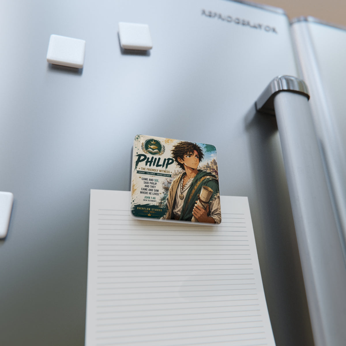 Philip Porcelain Square Magnet – 'The Friendly Witness' Biblical Verse Decorative Magnet