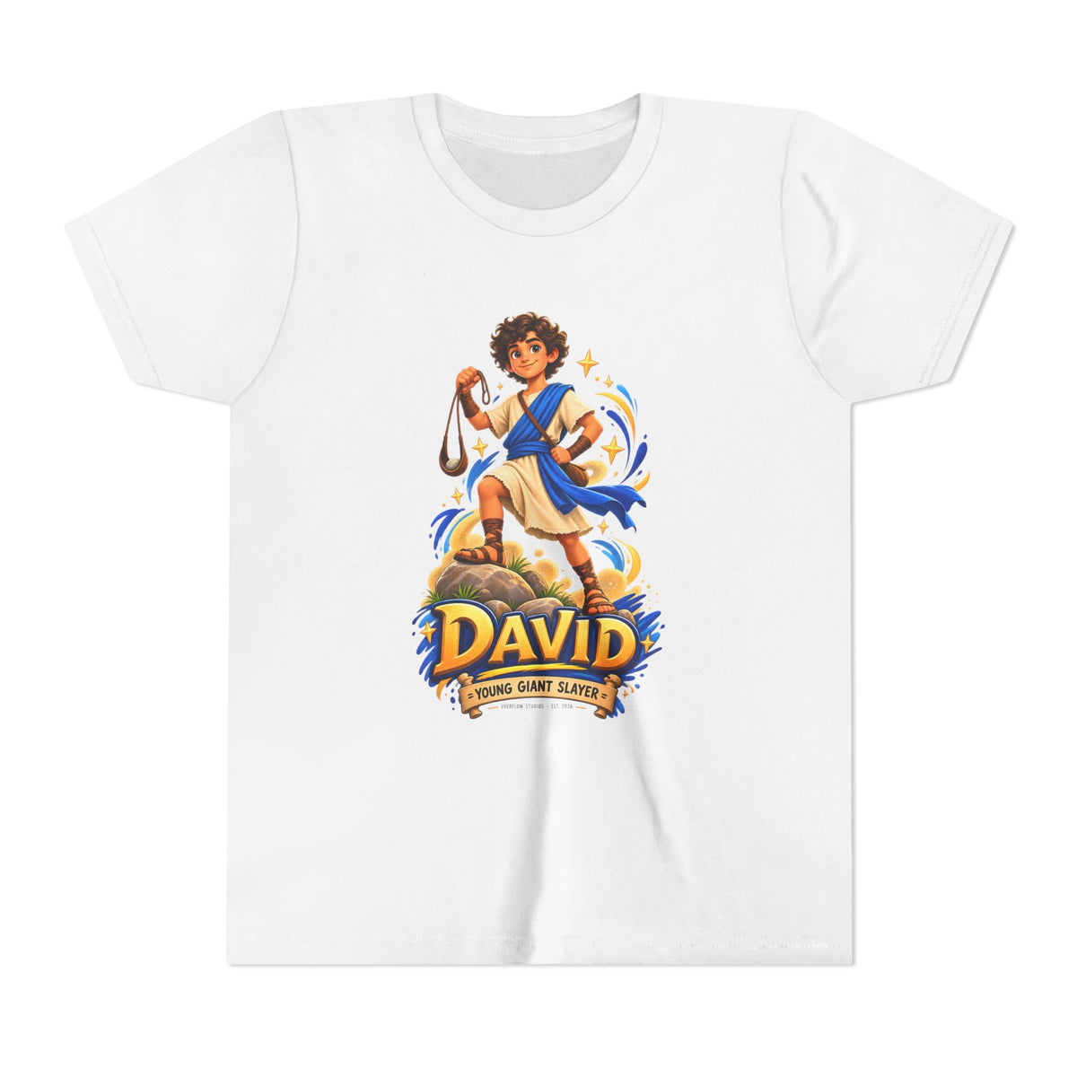 Youth Tee — “David” Biblical Kids Shirt (Courageous Little Hero)