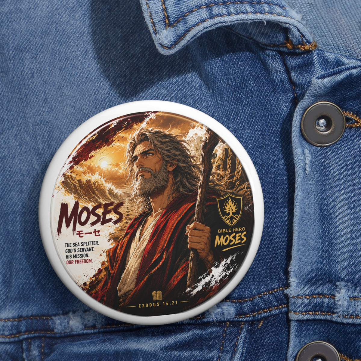 Moses Bible Pin Button — Inspirational Religious Lapel Pin