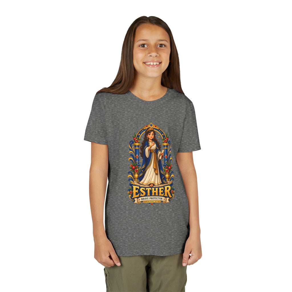 Youth Tee — "Esther" Illustrated Biblical Princess Graphic Shirt